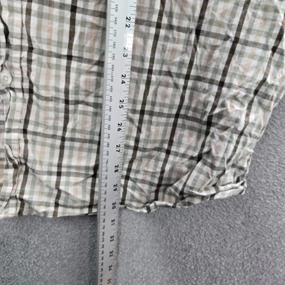 Columbia‎ Men Button Up Shirt XLT Beige Plaid Regular Fit Pocket Short Sleeve